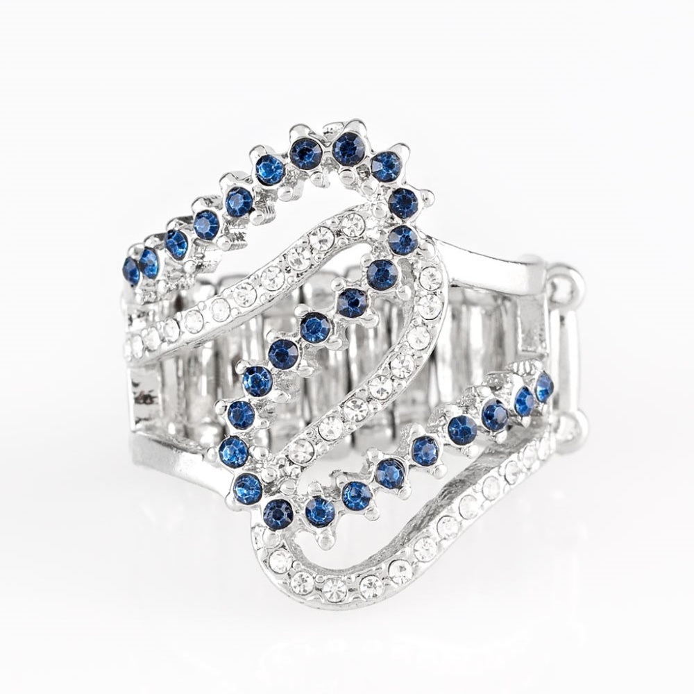 Make Waves - Blue Rhinestone Ring